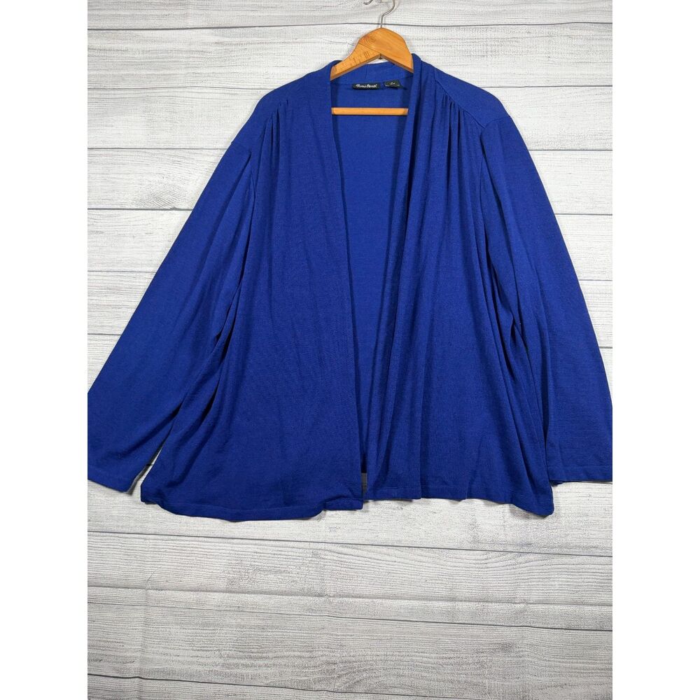 Maggie Barnes Womens 3X 26/28 Royal Blue Open Front Cardigan Plus Size 4231